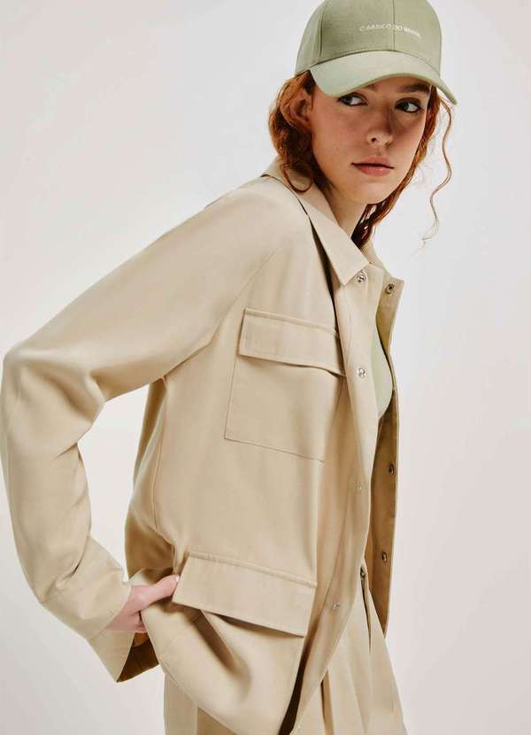 Hering - Casaco Parka Feminino em Viscose Bege