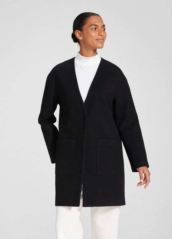 Hering - Casaco Sobretudo Feminino em La Batida Preto