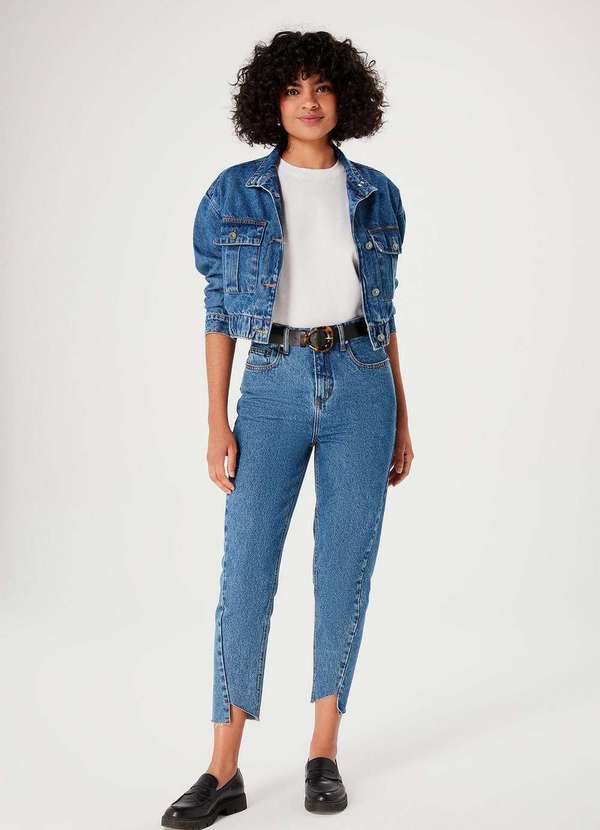 Hering - Jaqueta Jeans Feminina Cropped com Gola Alta Azul 5
