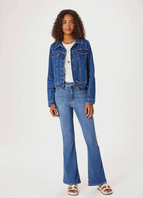 Hering - Jaqueta Jeans Feminina Reta com Botoes Azul 4