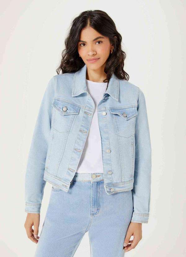 Hering - Jaqueta Jeans Feminina Reta com Botoes Azul