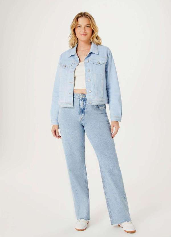 Hering - Jaqueta Jeans Feminina Reta com Botoes Azul 5