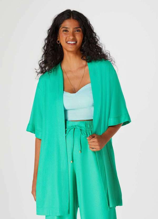 Hering - Kimono Feminino Manga 7/8 em Viscose Verde