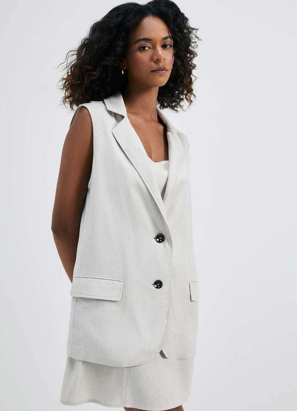 Hering - Colete Feminino Alongado em Viscolinho Branco