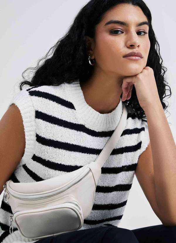 Hering - Colete Feminino Box Listrado em Trico Branco 2