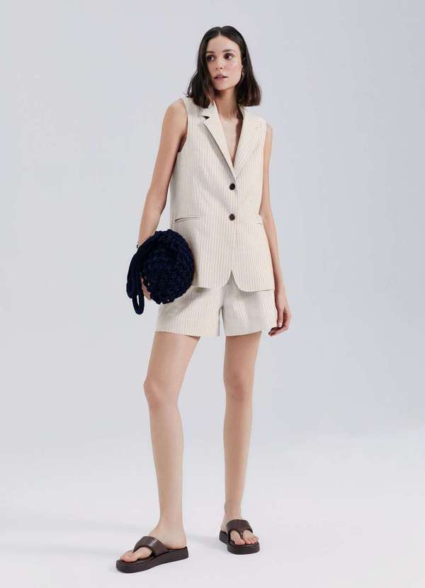 Hering - Colete Alongado em Alfaiataria Bege