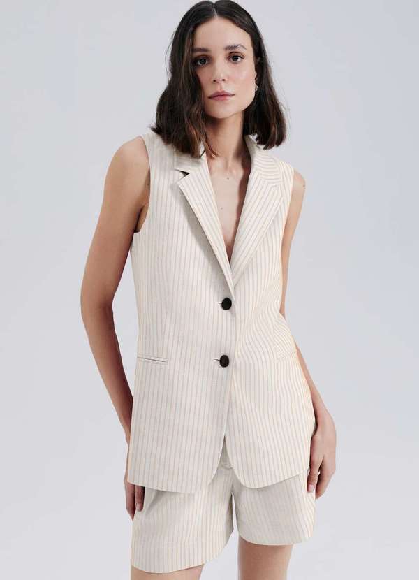 Hering - Colete Alongado em Alfaiataria Bege 4