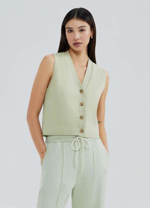Hering - Colete Feminino em Trico Leve Verde