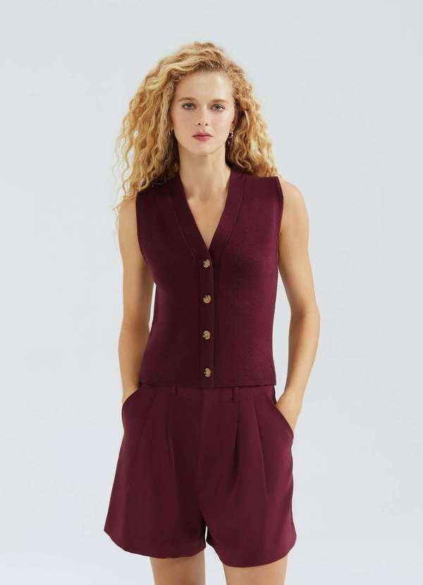 Hering - Colete Feminino em Trico Leve Vermelho