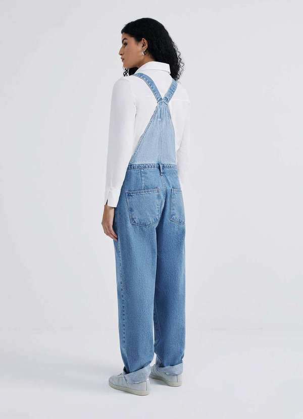 Hering - Jardineira Jeans Feminina Bicolor Azul 3