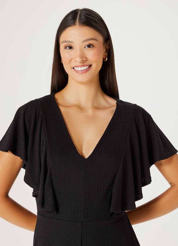 Hering - Macacao Curto Feminino com Babados Preto 2