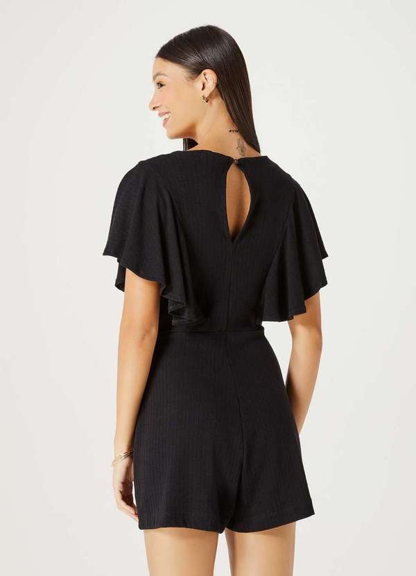 Hering - Macacao Curto Feminino com Babados Preto 3