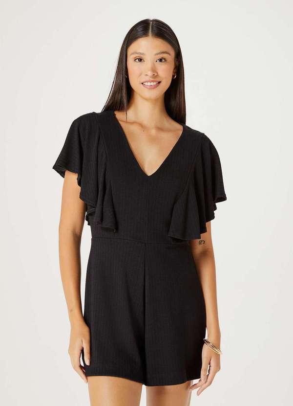 Hering - Macacao Curto Feminino com Babados Preto 4