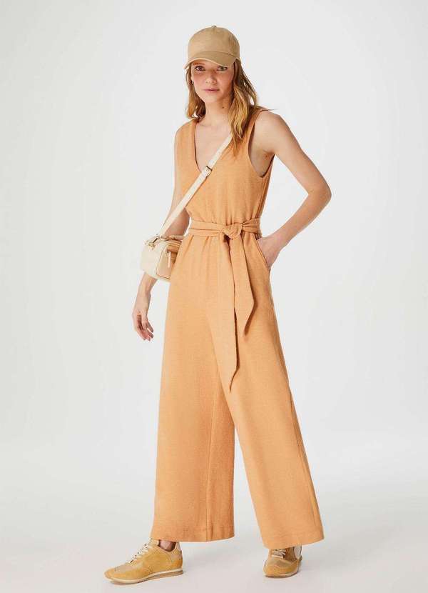 Hering - Macacao Feminino com Amarracao em Malha Rustica Marrom