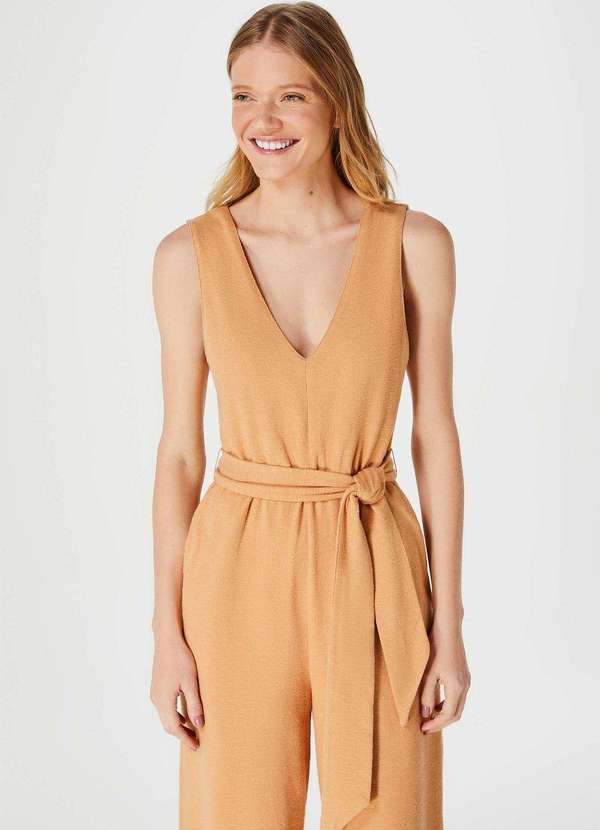 Hering - Macacao Feminino com Amarracao em Malha Rustica Marrom 2