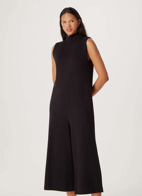 Hering - Macacao Feminino Gola Alta em Moletom Preto