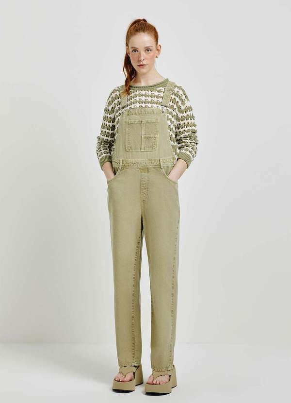 Hering - Macacao Longo Feminino em Sarja Estonada Verde