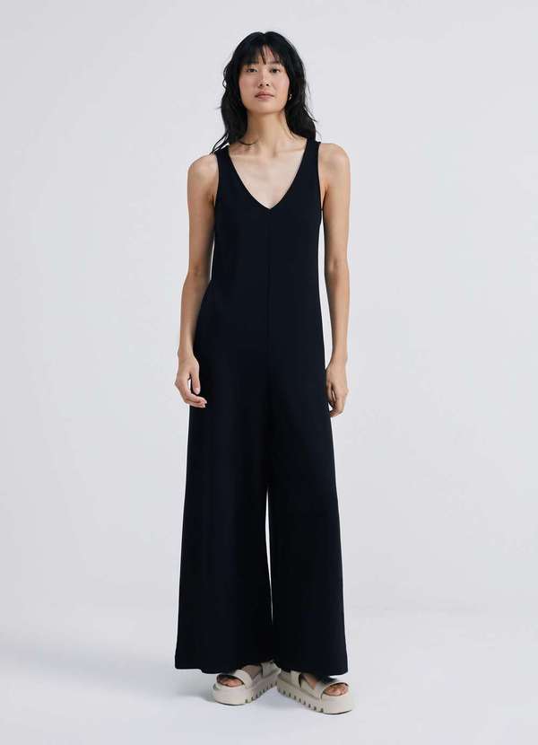 Hering - Macacao Longo Feminino Reto em Algodao Supima Preto