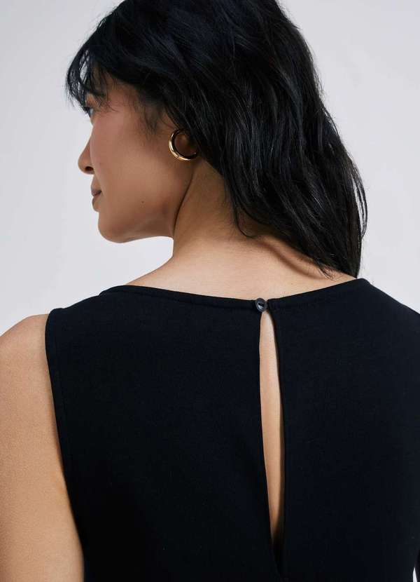 Hering - Macacao Longo Feminino Reto em Algodao Supima Preto 5