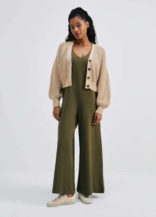 Hering - Macacao Longo Feminino Reto em Algodao Supima Verde