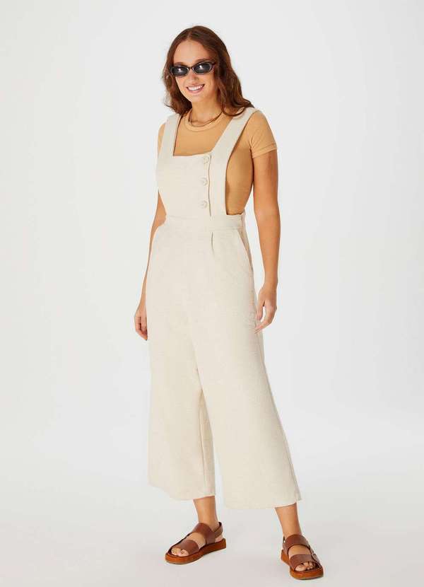 Hering - Macacao Longo Feminino Texturizado Bege