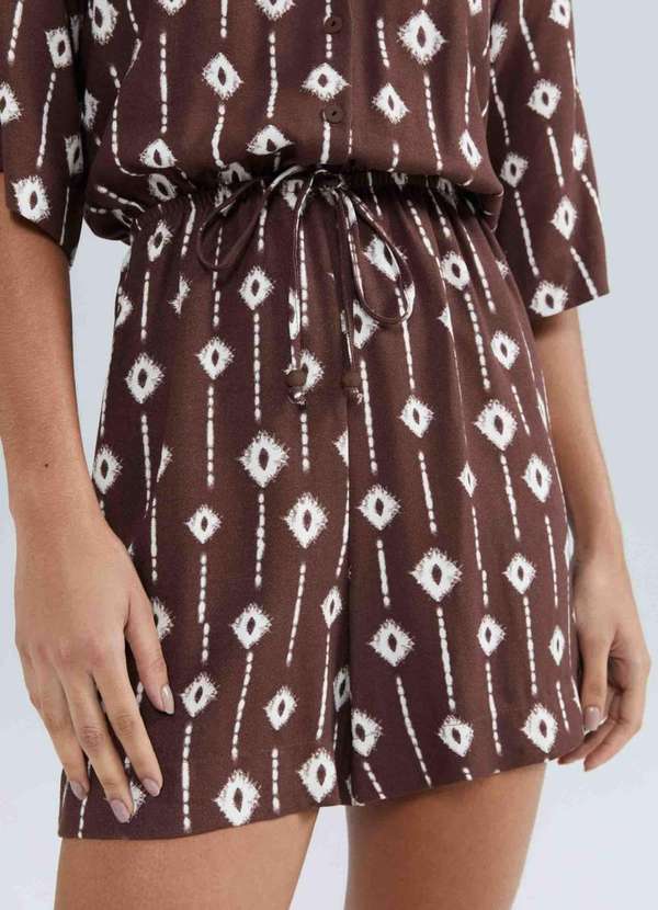 Hering - Macacao Curto Feminino Estampado Marrom 2