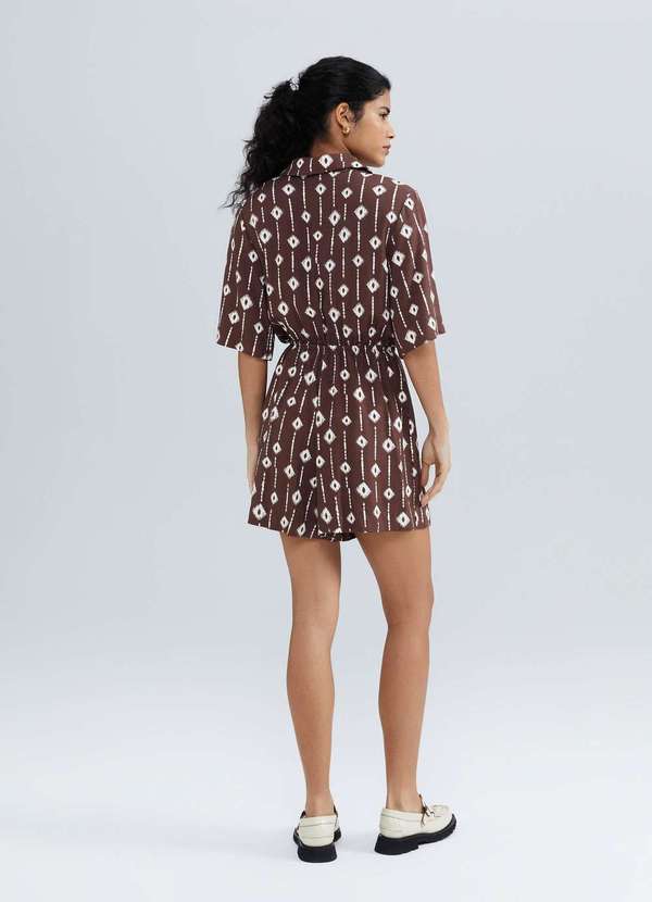 Hering - Macacao Curto Feminino Estampado Marrom 3