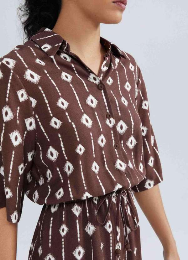 Hering - Macacao Curto Feminino Estampado Marrom 4