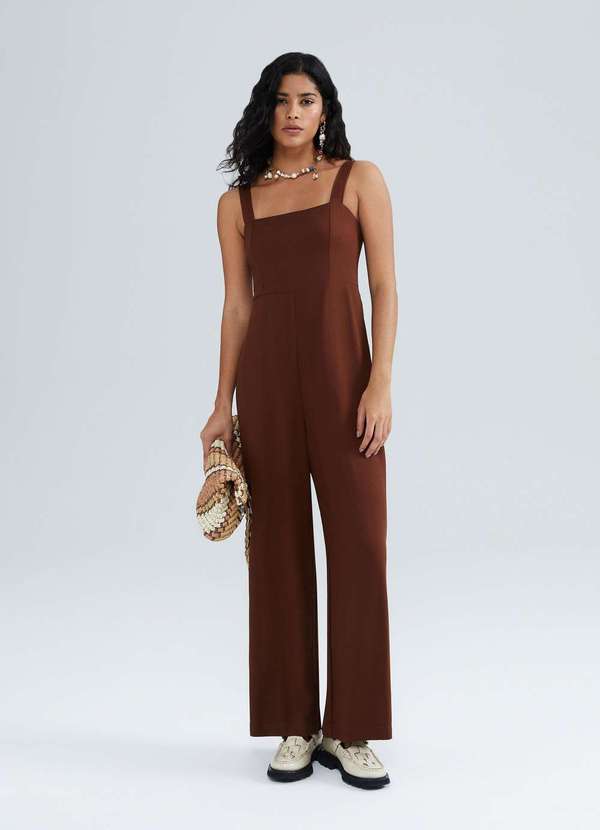 Hering - Macacao Longo Feminino Alcas Medias Marrom