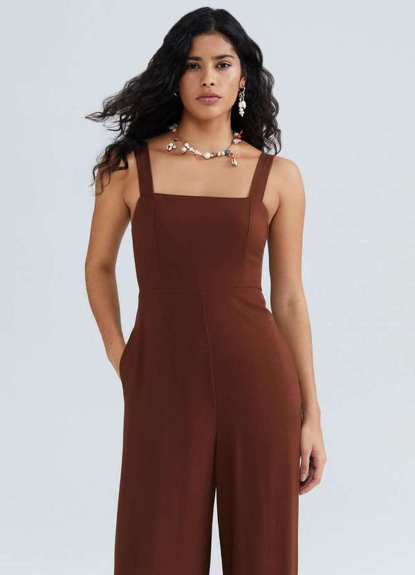 Hering - Macacao Longo Feminino Alcas Medias Marrom 2