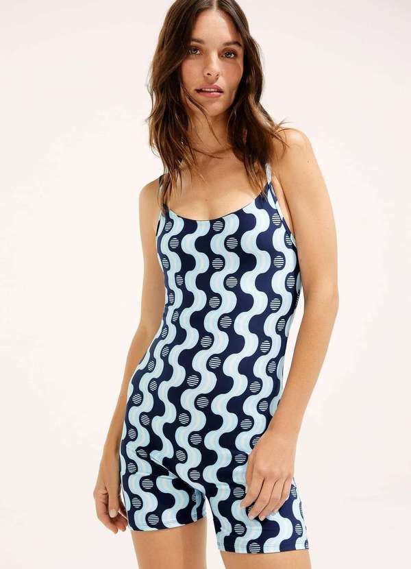 Hering - Macaquinho Esportivo Estampado Hering e Cosmo Azul