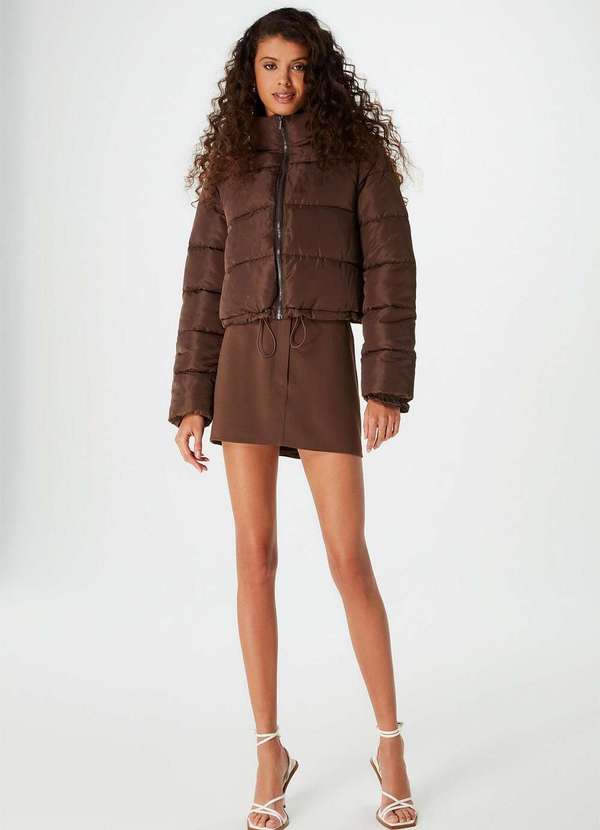 Hering - Saia Curta Alfaiataria Reta Hering e Nv Marrom