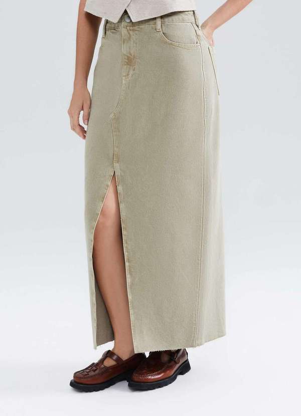 Hering - Saia Longa em Sarja Estonada Verde 2