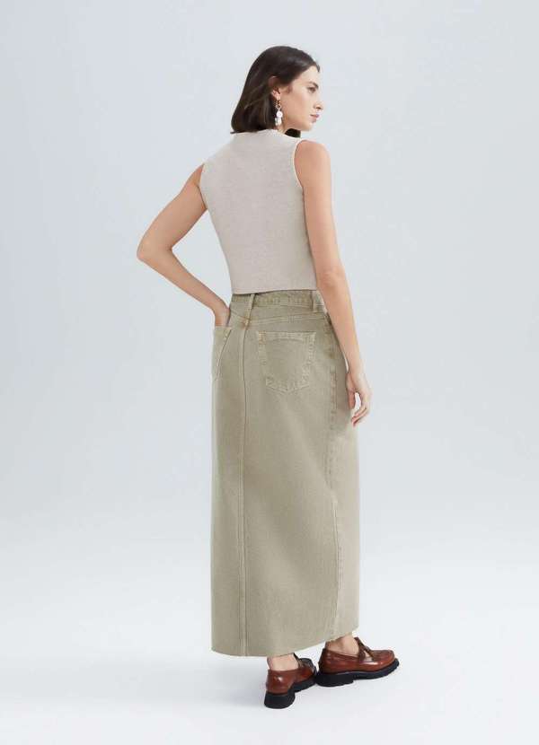 Hering - Saia Longa em Sarja Estonada Verde 3