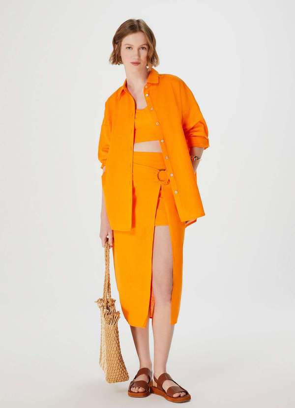 Hering - Saia Midi Pareo com Argola Laranja