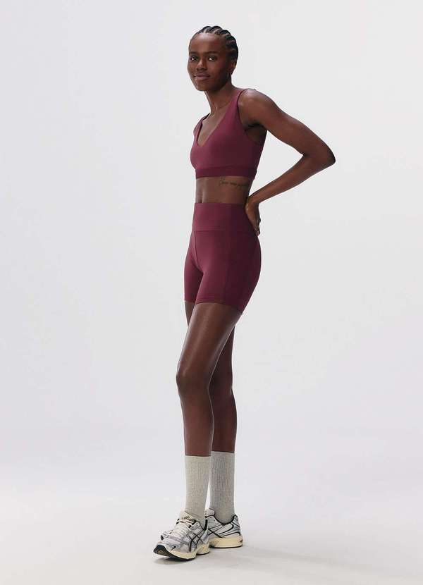 Hering - Bermuda Esportiva Feminina Biker com Texturas Vermelho