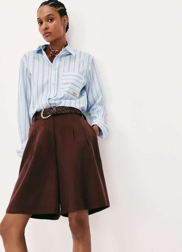 Hering - Bermuda Feminina Cintura Alta em Peach Touch Marrom