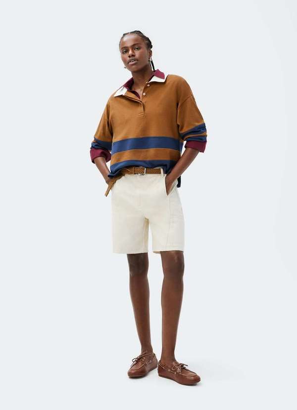 Hering - Bermuda Feminina Reta de Sarja Branco