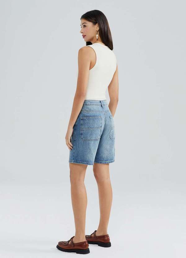 Hering - Bermuda Jeans Feminina Cintura Media Azul 3