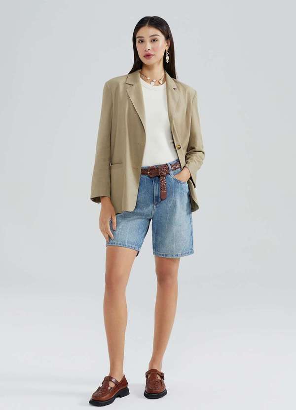 Hering - Bermuda Jeans Feminina Cintura Media Azul 4