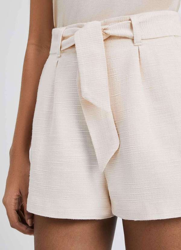 Hering - Shorts Clochard Feminino Cintura Alta Bege 2