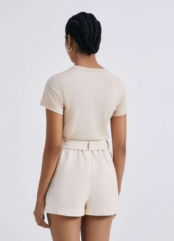 Hering - Shorts Clochard Feminino Cintura Alta Bege 3