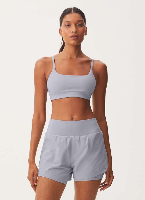 Hering - Shorts Esportivo Feminino Runner Secagem Rapida Cinza