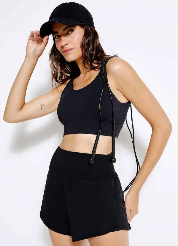 Hering - Shorts Esportivo Feminino Secagem Rapida Preto