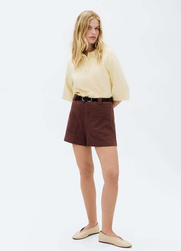 Hering - Shorts Feminino Cintura Media em Viscolinho Vermelho