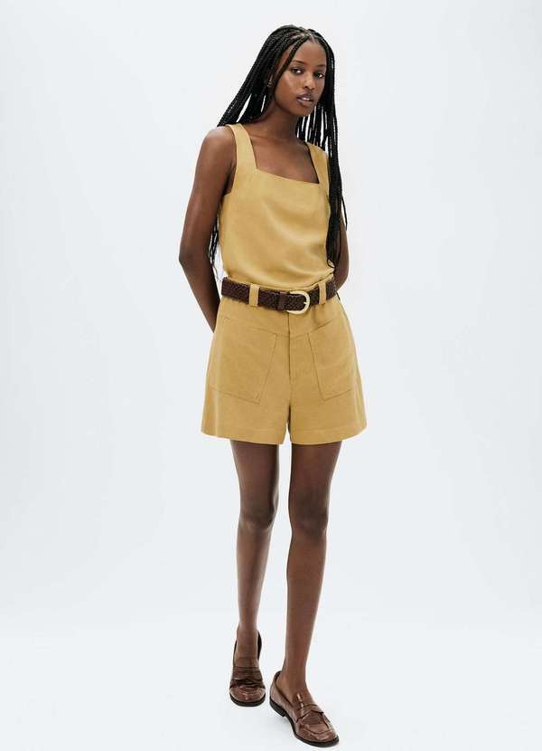 Hering - Shorts Feminino Cintura Media em Viscolinho Laranja