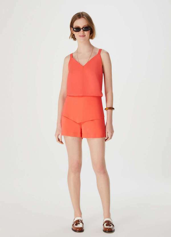 Hering - Shorts Feminino Curto Cintura Alta Vermelho