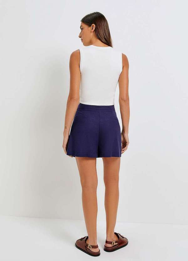 Hering - Shorts Feminino em Alfaiataria com Linho Azul 3