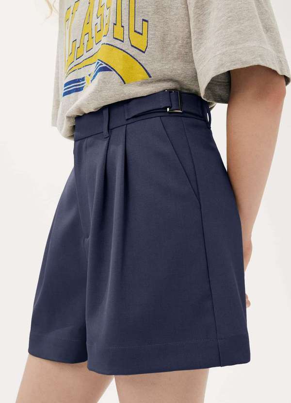 Hering - Shorts Feminino em Alfaiataria Azul 2