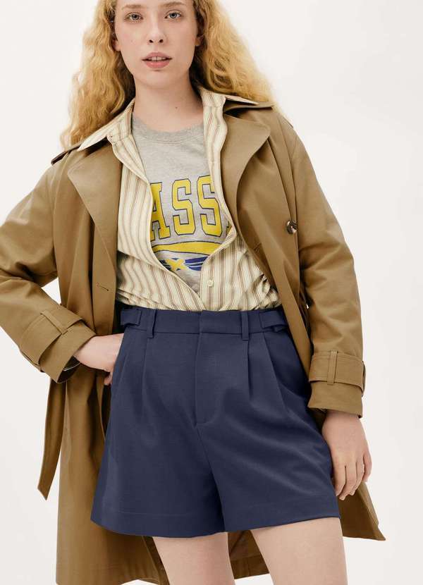 Hering - Shorts Feminino em Alfaiataria Azul 4